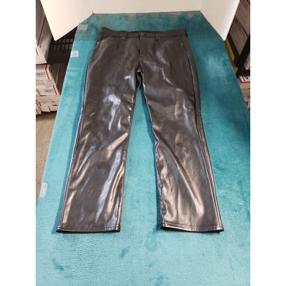 Gap Jeans Size 14 Womens Black Stretch Pants Coated High Rise Slim Straight